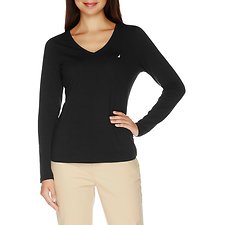 Image of Nautica TRUE BLACK J Class V-Neck Long Sleeve T-Shirt