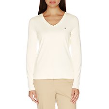 Image of Nautica WHITE CAP J Class V-Neck Long Sleeve T-Shirt