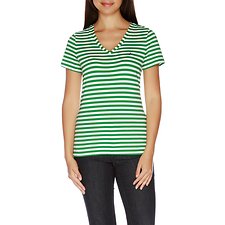 Image of Nautica GREEN PASTURE Essential Short Sleeve Stripe V-Neck T-shirt