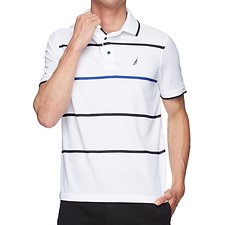 Image of Nautica BRIGHT WHITE NAVTECH COLOUR POP STRIPE POLO SHIRT