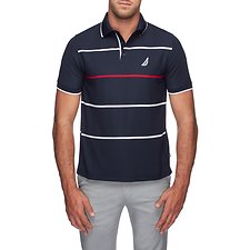 Image of Nautica NAVY NAVTECH COLOUR POP STRIPE POLO SHIRT