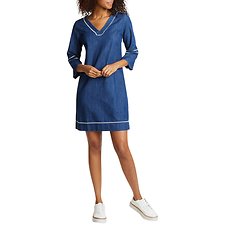 Image of Nautica  EMBROIDERED V-NECK DRES