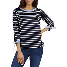 Image of Nautica NAVY SEAS TIE CUFF STRIPED TOP
