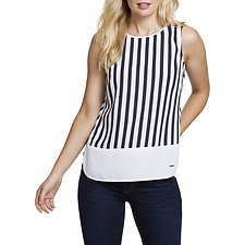 Image of Nautica BRIGHT WHITE PYJAMA STRIPE SWING TOP