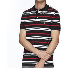 Image of Nautica NAVY SHORT SEEEVE MULTI-STRIPE POLO