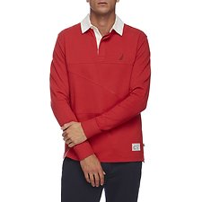 Image of Nautica RESCUE RED THE COLLAR SHIPMAN LONG SLEEVE RUGBY SHIRT
