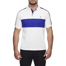 Image of Nautica BRIGHT WHITE HERITAGE BLOCKED NAVTECH POLO SHIRT