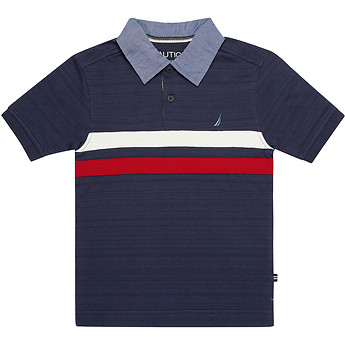 Image of Nautica  BOYS CHEST STRIPE HERITAGE POLO