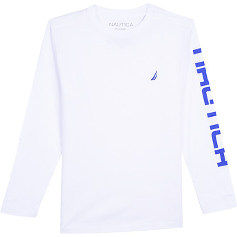 Image of Nautica  SHAUN SLEEVE LOGO L/S TEE WHITE