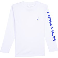 Image of Nautica  SHAUN SLEEVE LOGO L/S TEE WHITE