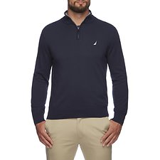 Image of Nautica NAVY NAVTECH SOLID QUARTER ZIP SWEATER