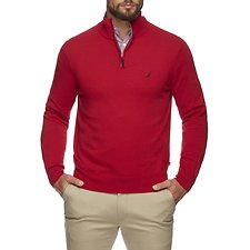 Image of Nautica NAUTICA RED NAVTECH SOLID QUARTER ZIP SWEATER