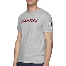Image of Nautica GREY HEATHER BLUE WATER CHALLLENGE SLANT GRAPHIC TEE