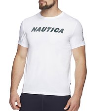 Image of Nautica BRIGHT WHITE BLUE WATER CHALLLENGE SLANT GRAPHIC TEE