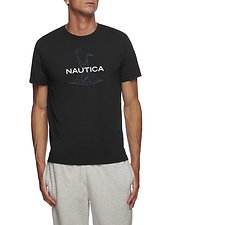 Image of Nautica BLACK SHORT SLEEVE ANCHOR FLAG GRAPHIC T-SHIRT