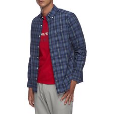 Image of Nautica ENSIGN BLUE PLAID WRINKLE RESISTANT SHIRT