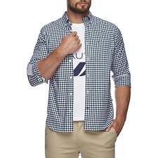 Image of Nautica TIDAL GREEN PLAID MINI CHECK POPLIN SHIRT