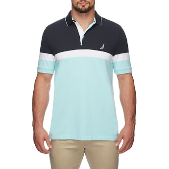 Image of Nautica  BIG & TALL COLOUR BLOCK ENGINEERED STRIPE POLO SHIRT